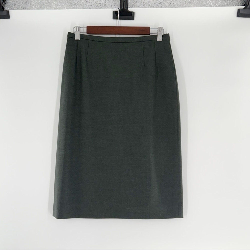 Lands’ End Wool Blend olive green pencil Skirt Size 8 Regular Made in USA